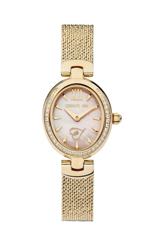 Relógio de quartzo em aço e madrepérola Nemi Dourado