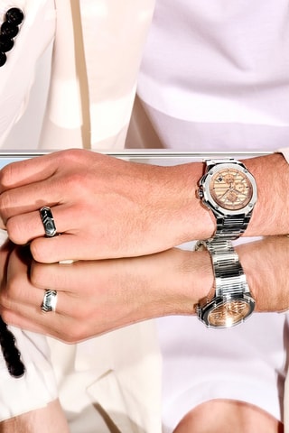 Relógio de quartzo em aço Lucardo Prateado e dourado-rosa