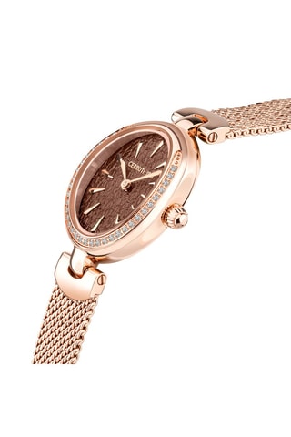 Relógio de quartzo em aço com cristais Swaroski Nemi - Dourado-rosa e castanho