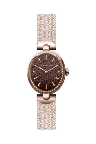 Relógio de quartzo em aço com cristais Swaroski Nemi - Dourado-rosa e castanho