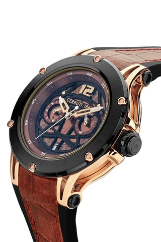 Relógio de quartzo em silicone e couro Valletri - Bordô e preto