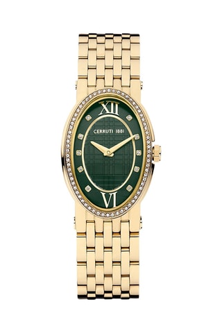 Reloj de cuarzo de acero chapado en oro amarillo Norcia - Dorado y verde oscuro