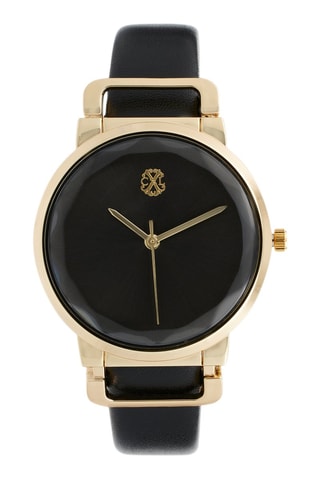 Polyurethaan Quartz Horloge Zwart en Goudkleurig