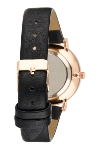 Kunstleren Quartz Horloge Zwart en Roségoudkleurig