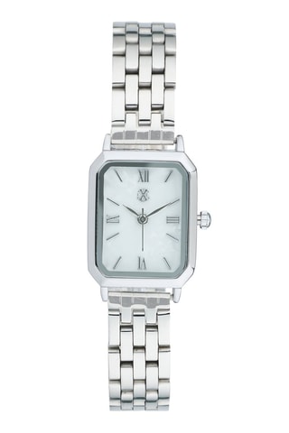 Reloj de cuarzo de aleación - Plateado y blanco