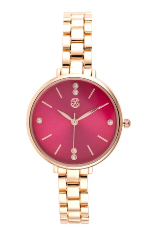 Legering Quartz Horloge - Goudkleurig en bordeauxrood