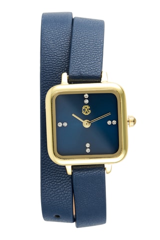 Synthetisch Quartz Horloge - Donkerblauw en Goudkleurig
