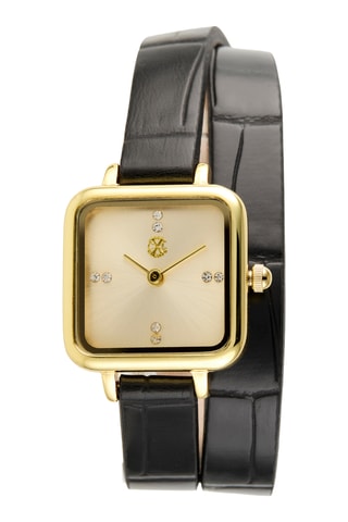 Synthetisch Quartz Horloge - Zwart en Goudkleurig