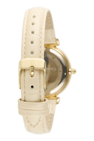 Leren Quartz Horloge - Beige en Goudkleurig