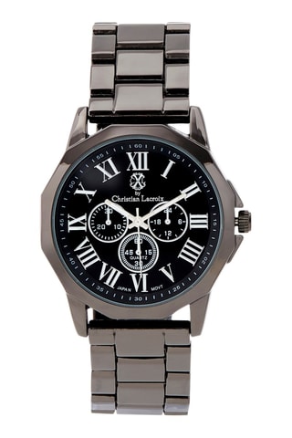 Stalen Quartz Horloge- Secondewijzer. Antraciet en Zwart