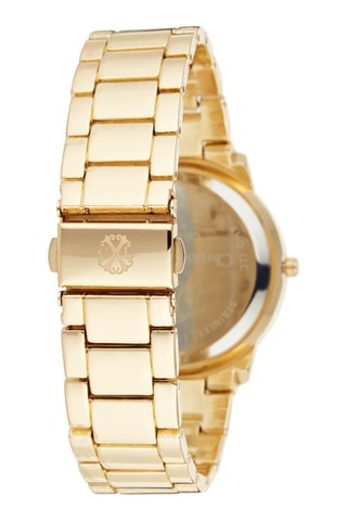 Stalen Quartz Horloge Goudkleurig en Parelmoerwit