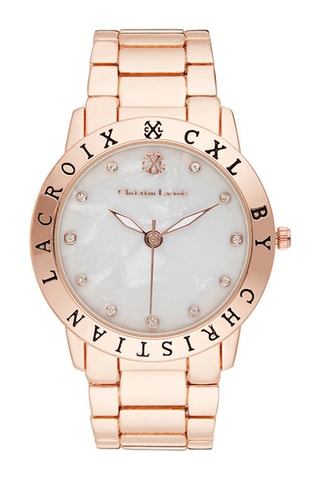 Stalen Quartz Horloge Roségoudkleurig en Wit Parelmoer