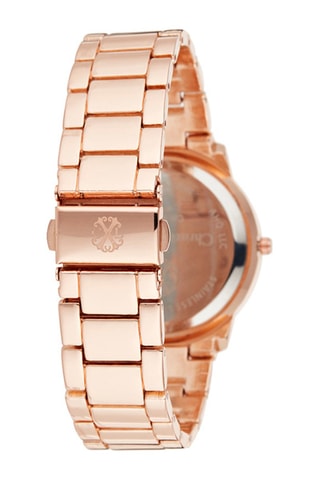 Stalen Quartz Horloge Roségoudkleurig en Wit Parelmoer