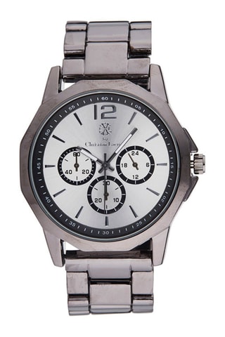 Stalen Quartz Horloge Grijs en Zilverkleurig