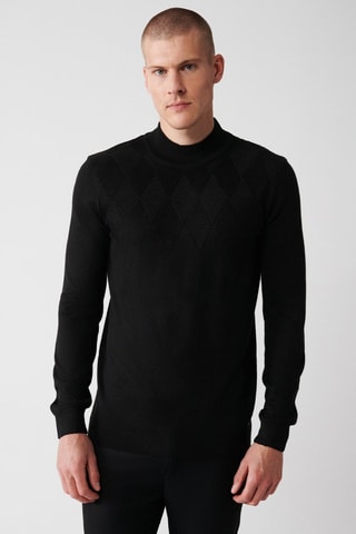 Pull regular en laine - Noir