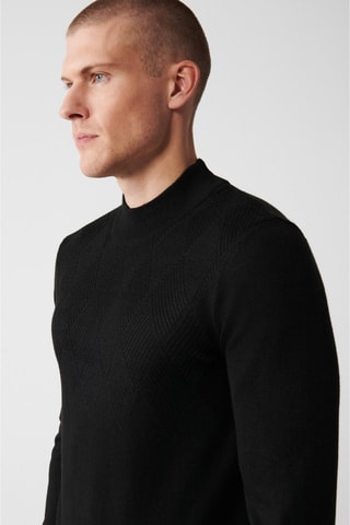 Pull regular en laine - Noir