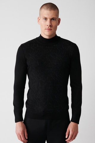 Pull regular en laine - Noir