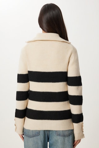 Pull oversize en laine - Beige et noir