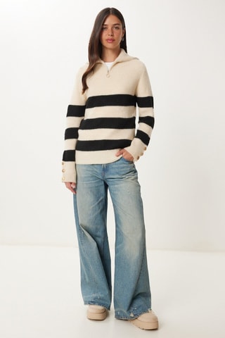 Pull oversize en laine - Beige et noir