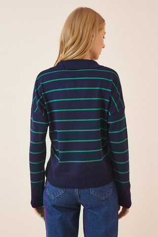 Pull regular - Bleu marine et vert