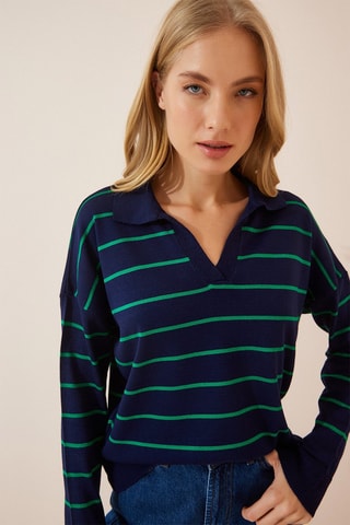 Pull regular - Bleu marine et vert