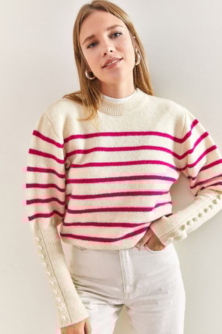 Pull - Blanc et fuchsia