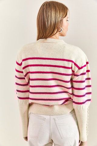 Pull - Blanc et fuchsia