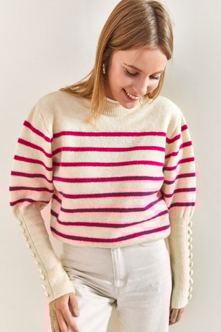 Pull - Blanc et fuchsia