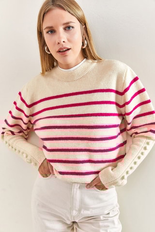 Pull - Blanc et fuchsia