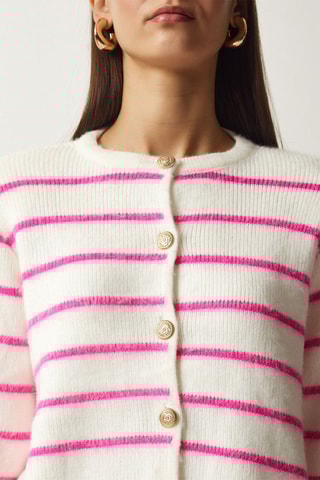 Gilet - Ecru et fuchsia