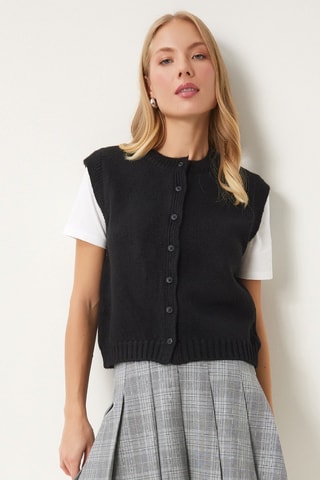 Gilet regular sans manches - Noir