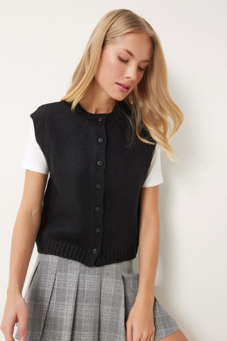 Gilet regular sans manches - Noir