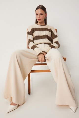 Pantalon palazzo taille haute - Ecru