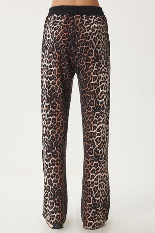 Pantalon wide legs taille haute - Noir et beige