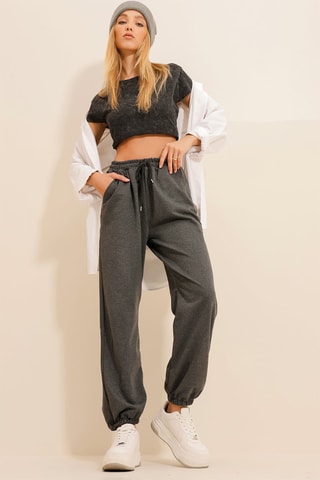 Jogging relaxed fit taille haute - Anthracite