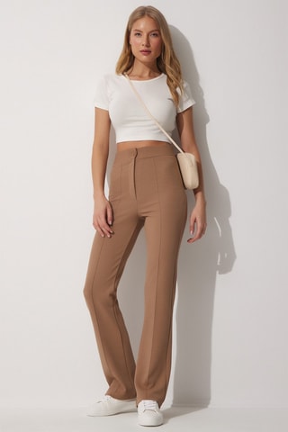 Pantalon taille haute - Camel