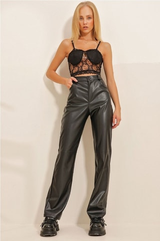 Pantalon taille haute - Noir