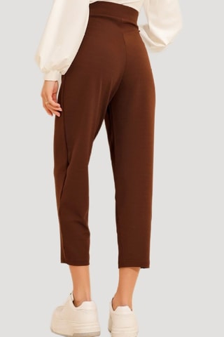 Pantalon carotte 7/8 taille haute - Marron