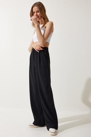 Pantalon palazzo taille haute - Noir