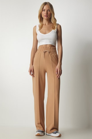 Pantalon casual taille haute - Beige
