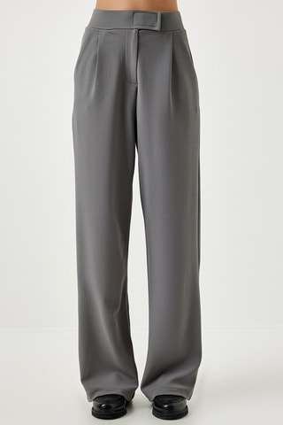 Pantalon wide legs taille haute - Gris