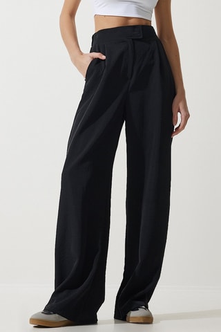Pantalon palazzo taille haute - Noir