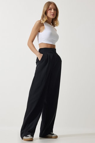 Pantalon palazzo taille haute - Noir