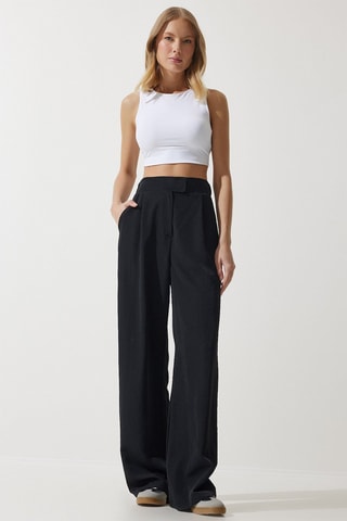 Pantalon palazzo taille haute - Noir