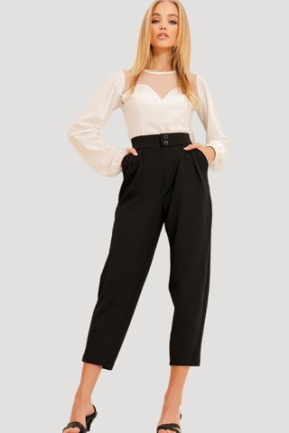 Pantalon carotte 7/8 taille haute - Noir