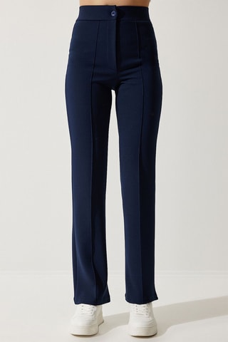 Pantalon taille haute - Bleu marine