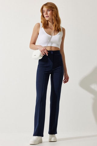 Pantalon taille haute - Bleu marine