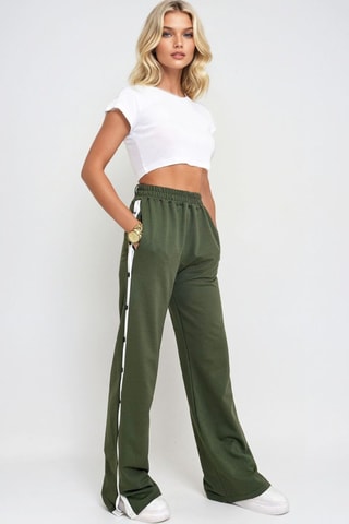 Pantalon wide legs taille haute - Kaki