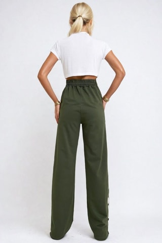 Pantalon wide legs taille haute - Kaki