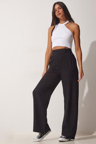 Pantalon relaxed taille haute - Noir
